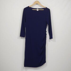 Unbranded  Blue Bodycon  Ruched Side Dress  3/4 Sleeve  Pull On Women's Medium